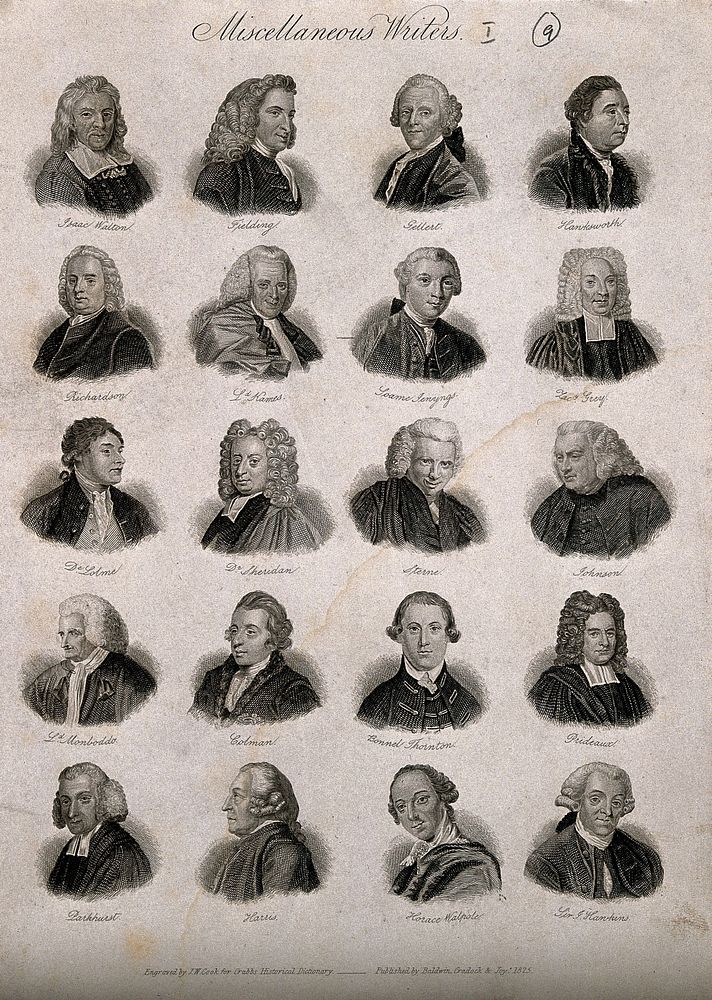 Writers: twenty portraits of essayists and novelists. Engraving by J.W. Cook, 1825.