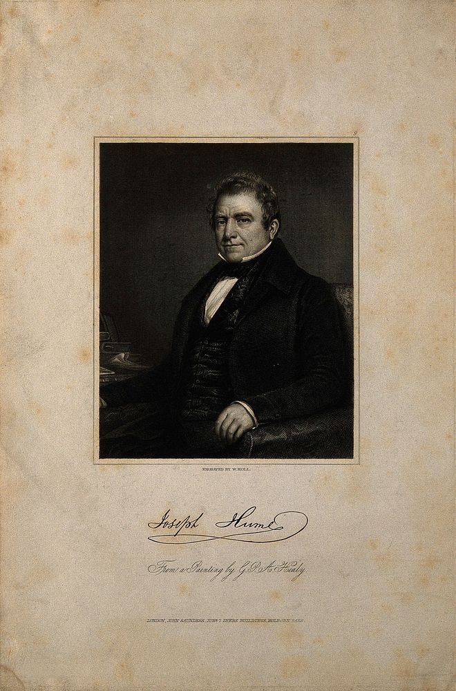 Joseph Hume. Stipple engraving by W. Holl, 1840, after G. P. A. Healy.