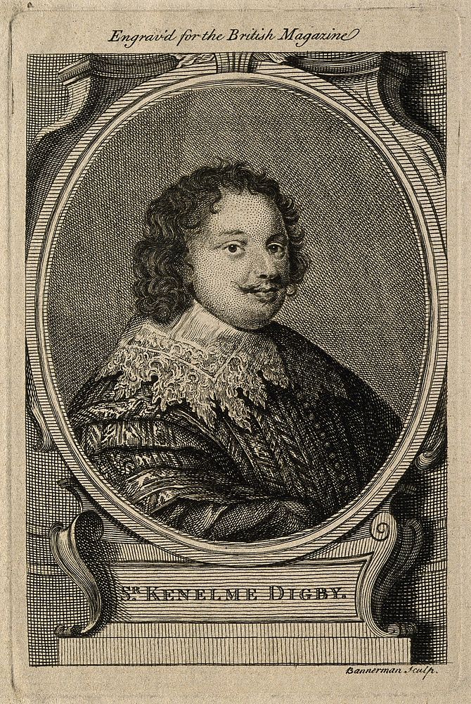 Sir Kenelm Digby. Line engraving by A. Bannerman after A. van Dyck, 1633.
