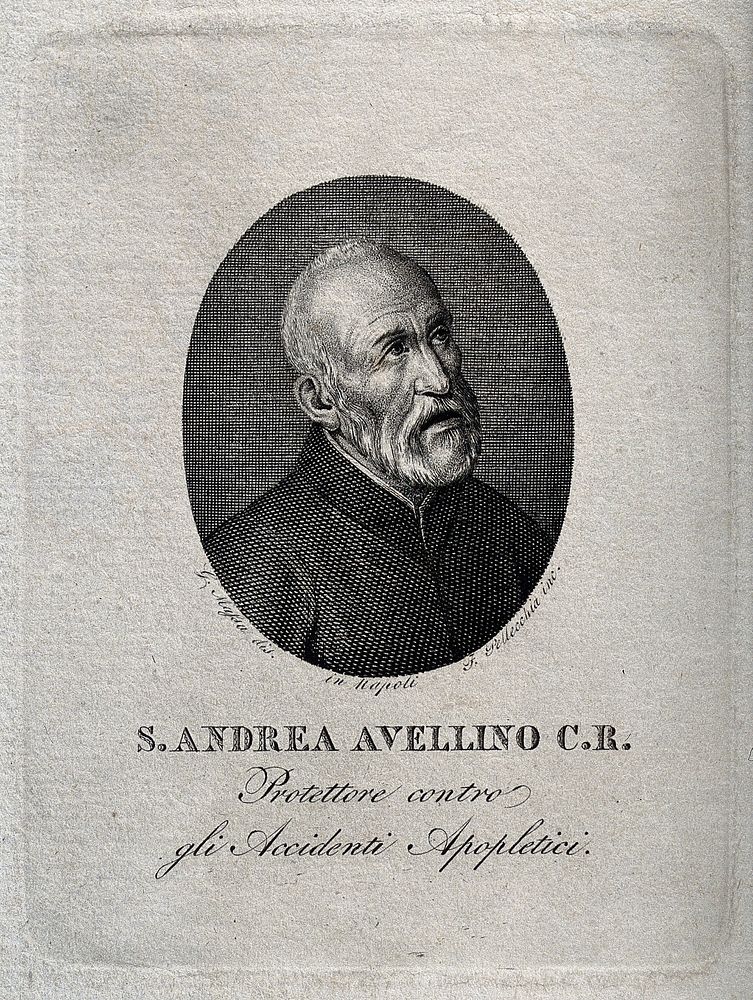 Saint Andrew Avellino. Engraving by F. Pellechia after G. Massa.