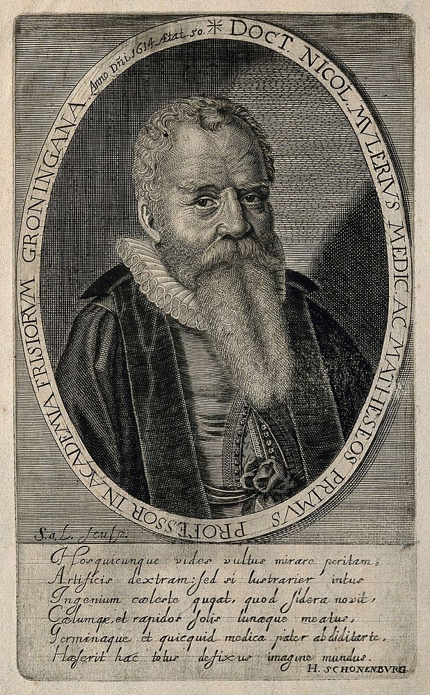 Nicolaus Mulerius. Line engraving by S. à Lamsweerde, 1654.