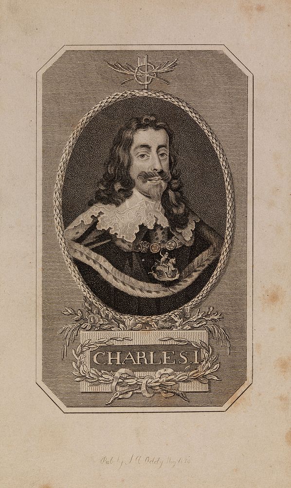 King Charles I. Stipple engraving by K. Mackenzie, 1810, after A. van Dyck.