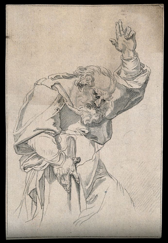A patriarch or prophet bestowing a benediction . Drawing, c. 1791.