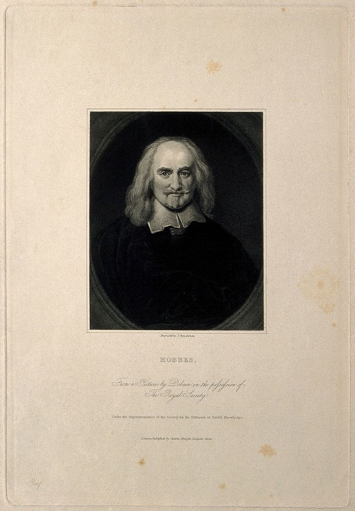 Thomas Hobbes. Stipple engraving by J. Posselwhite after J.B. Gaspers (Jaspers).