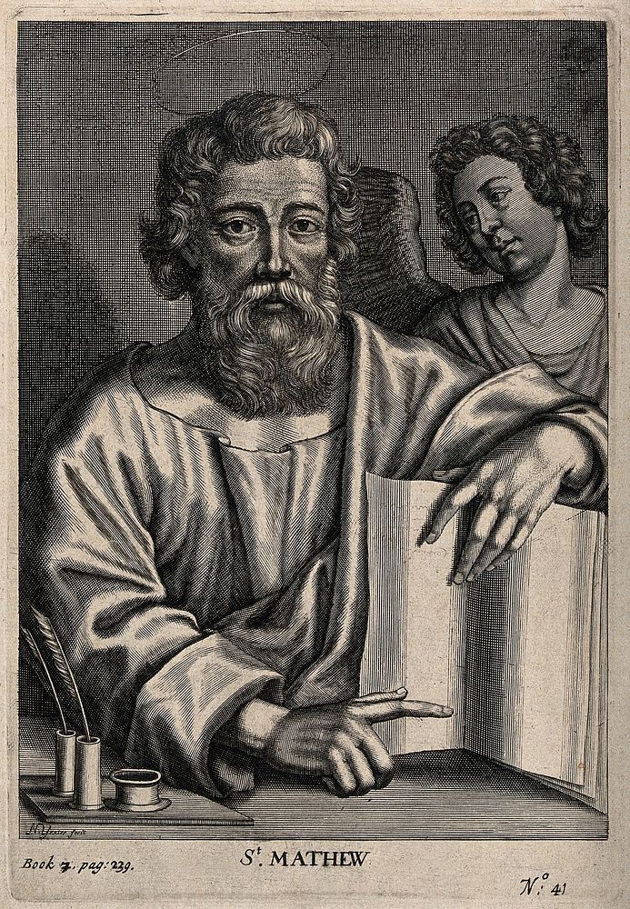 Saint Matthew. Line engraving by N. Yeates.