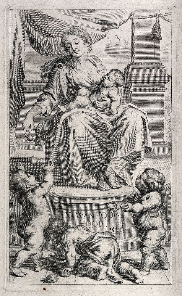 Saint Mary (the Blessed Virgin) with the Christ Child. Engraving by C. van Caukercken after A. van Diepenbeeck.