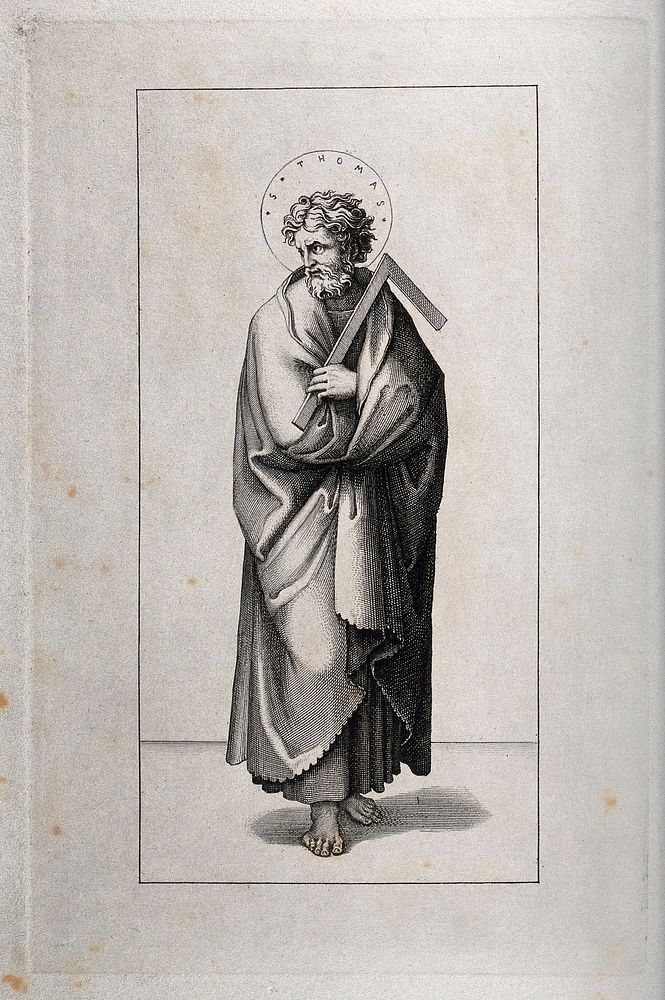 Saint Thomas. Engraving after M.A. Raimondi after Raphael.