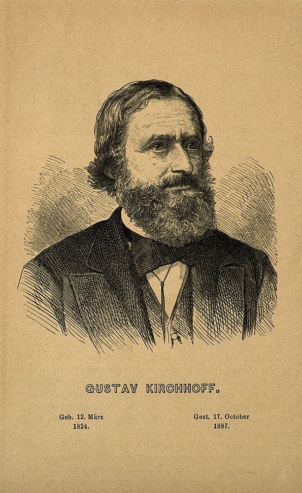 Gustav Robert Kirchhoff. Wood engraving.