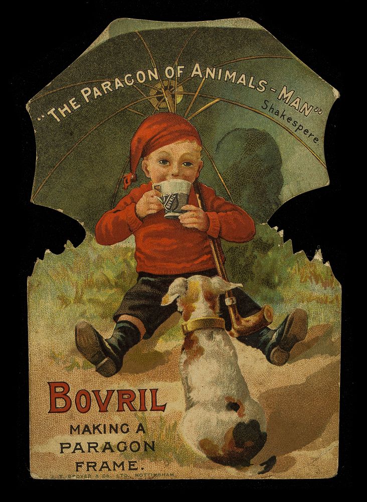 "The paragon of animals - man" : Shakespeare : Bovril making a paragon frame.