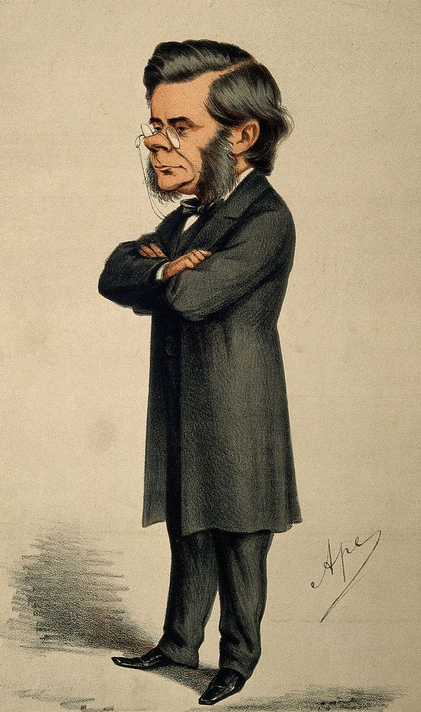 Thomas Henry Huxley. Colour lithograph by C. Pellegrini [Ape], 1871.