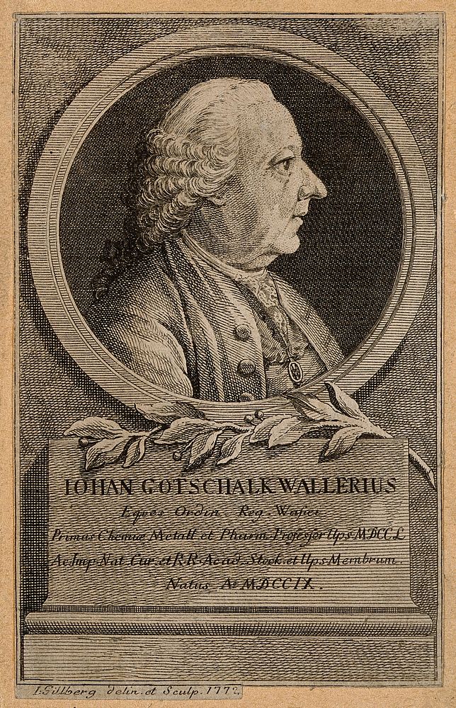 Johan Gotschalk Waller. Line engraving by J. Gillberg, 1772, after himself.