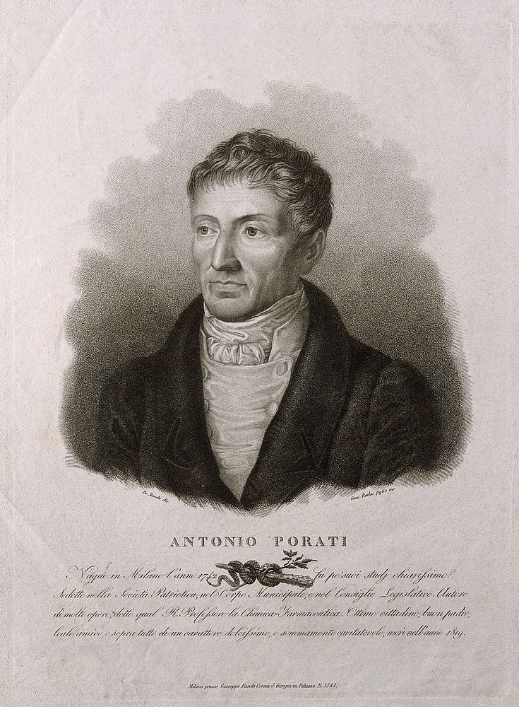 Antonio Porati. Stipple engraving by G. Rados, junior, after Demarchi.