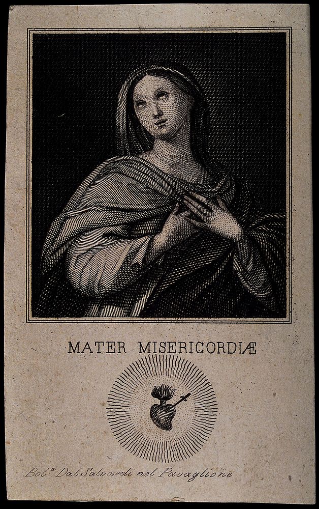 Saint Mary (the Blessed Virgin). Engraving.