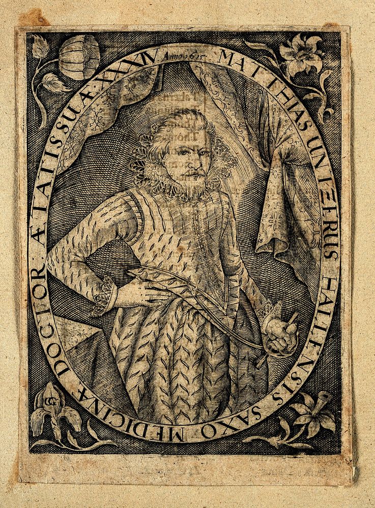 Matthias Untzer. Line engraving by C. G. Grahl, 1615.