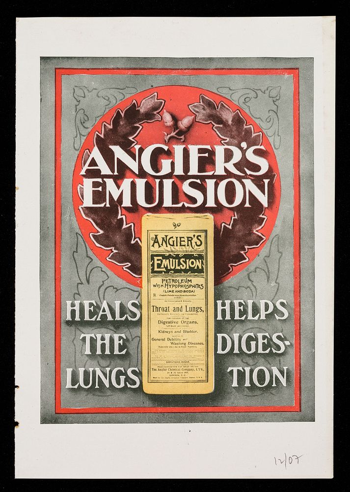 Angier's Emulsion heals the lungs, helps digestion / Angier Chemical Co. Ltd.