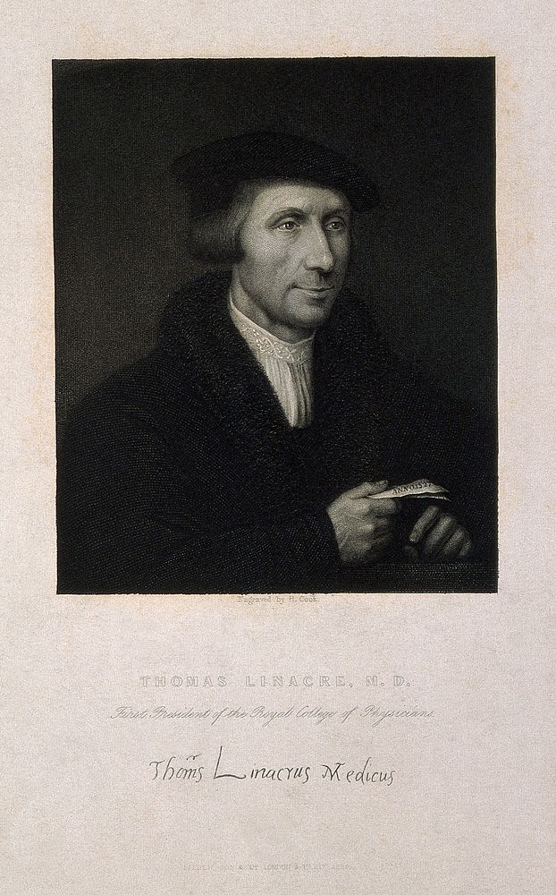 Thomas Linacre. Stipple engraving by H. Cook after W. Miller, 1810.