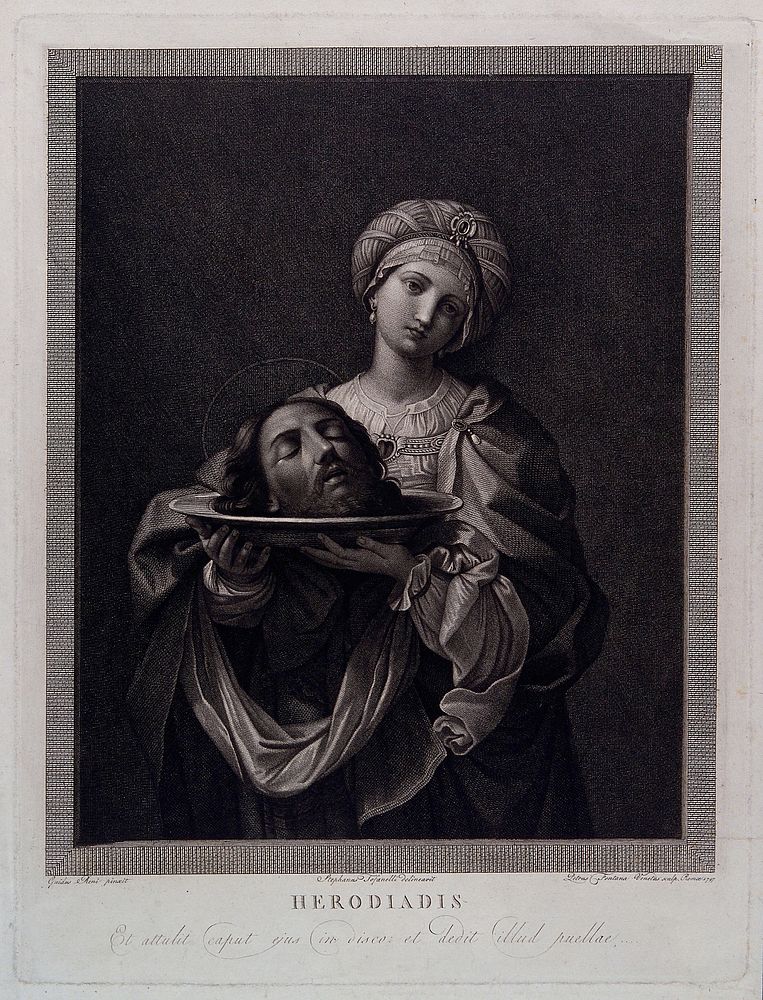 Decapitation of Saint John the Baptist. Etching by P. Fontana, 1797, after S. Tofanelli after G. Reni.