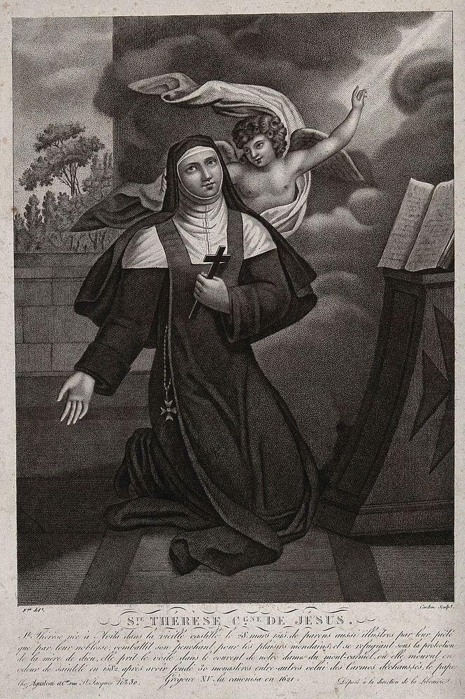 Saint Teresa. Stipple engraving by Carden.