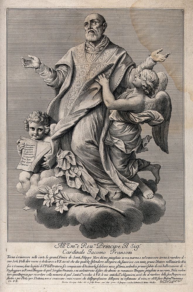 Saint Philip Neri. Engraving by N. Dorigny after D. Guidi.