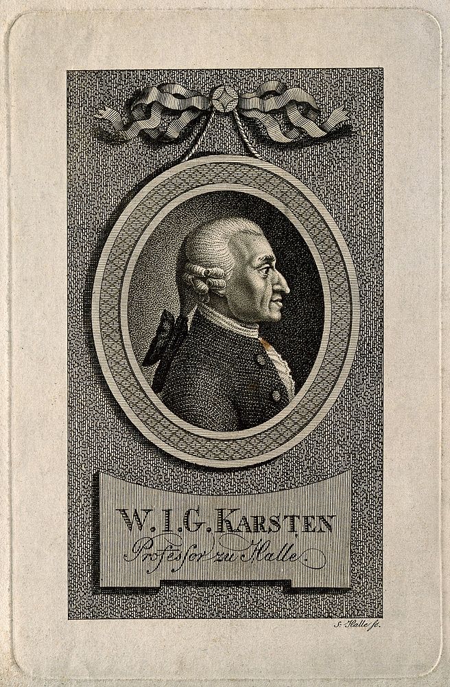 Wenzeslaus Johann Gustav Karsten. Stipple engraving by S. Halle.