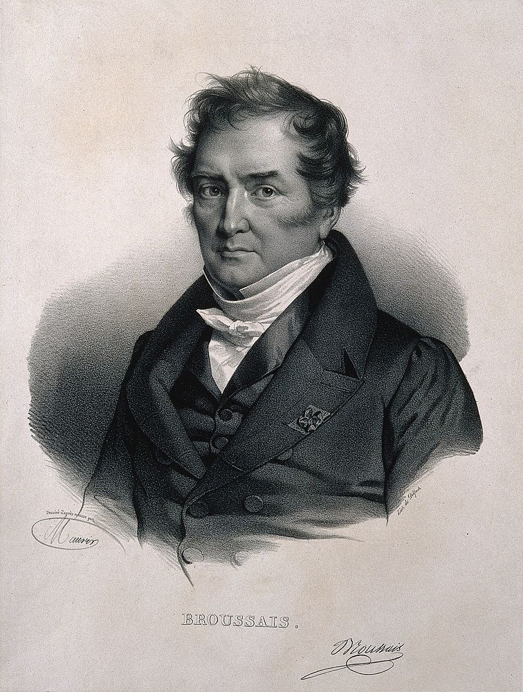 François Joseph Victor Broussais. Lithograph by N. E. Maurin after himself.