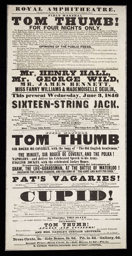Field Marshal Tom Thumb! : For four nights only / Royal Amphitheatre, 15 Great Charlotte Street.