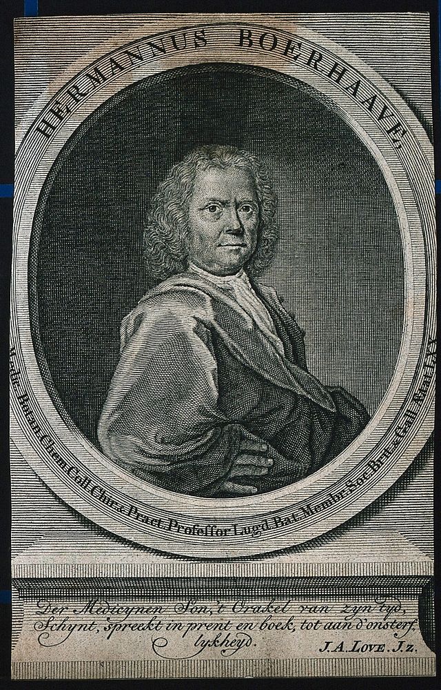 Hermann Boerhaave. Line engraving after J. Wandelaar.