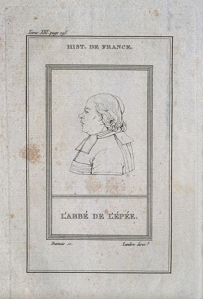 Charles Michel, Abbé de l'Epée. Line engraving by Duvivier.