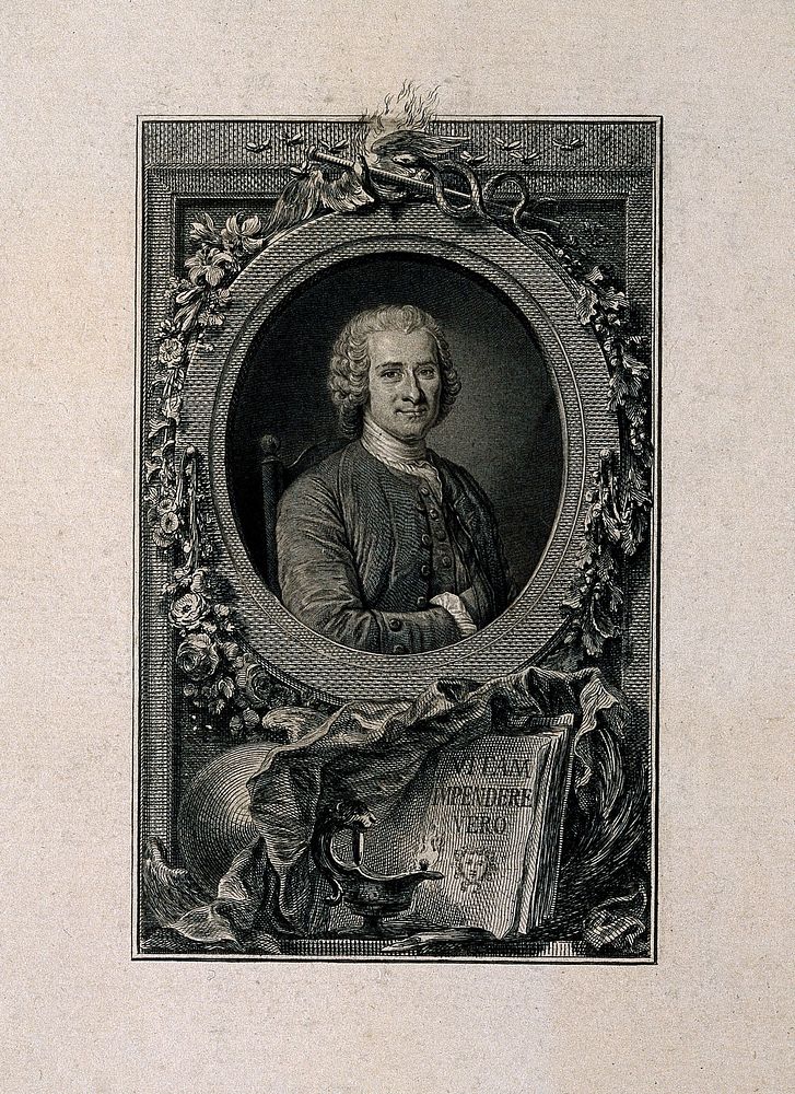 Jean-Jacques Rousseau. Line engraving by E. Ficquet after M. Q. de La Tour.