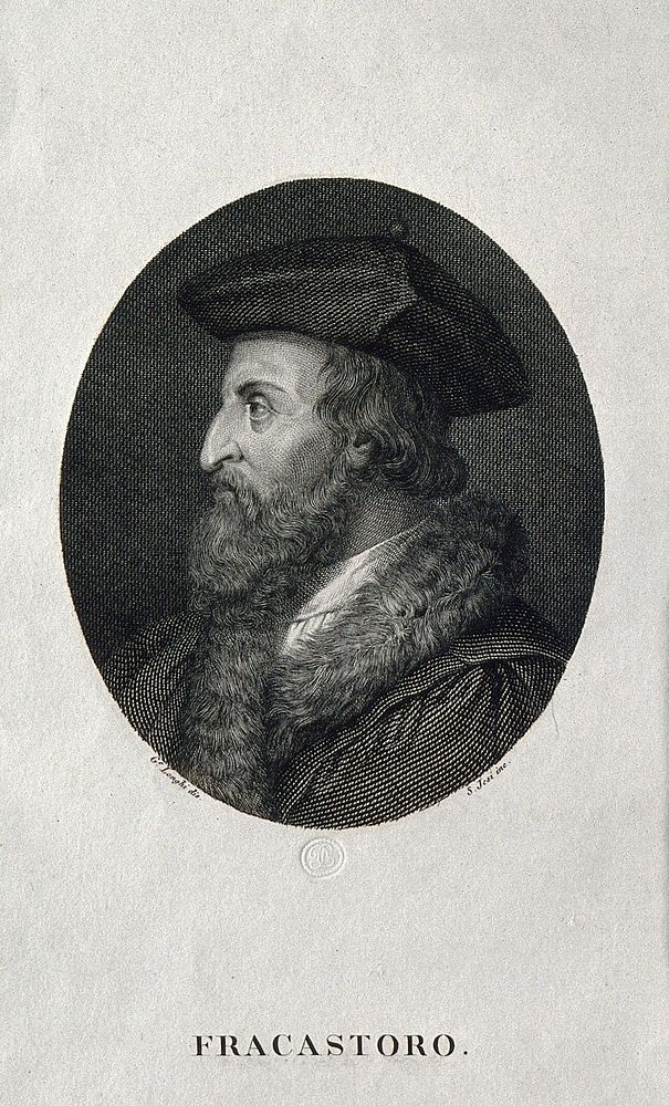 Hieronymus Fracastorius. Line engraving by S. Jesi after G. Longhi.