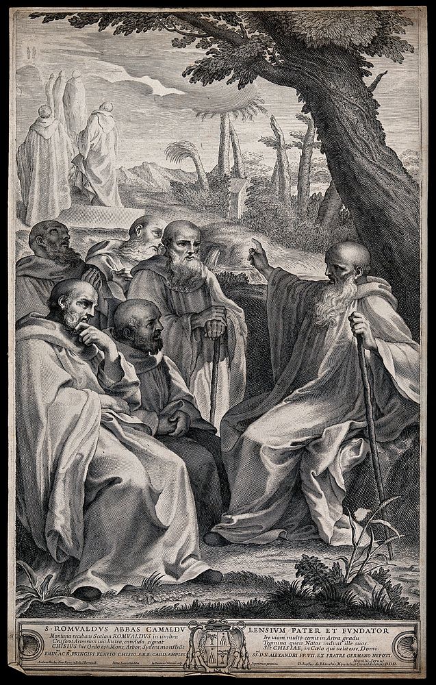 Saint Romuald. Engraving by G.B. Tolosani after P. Locatelli after A. Sacchi.