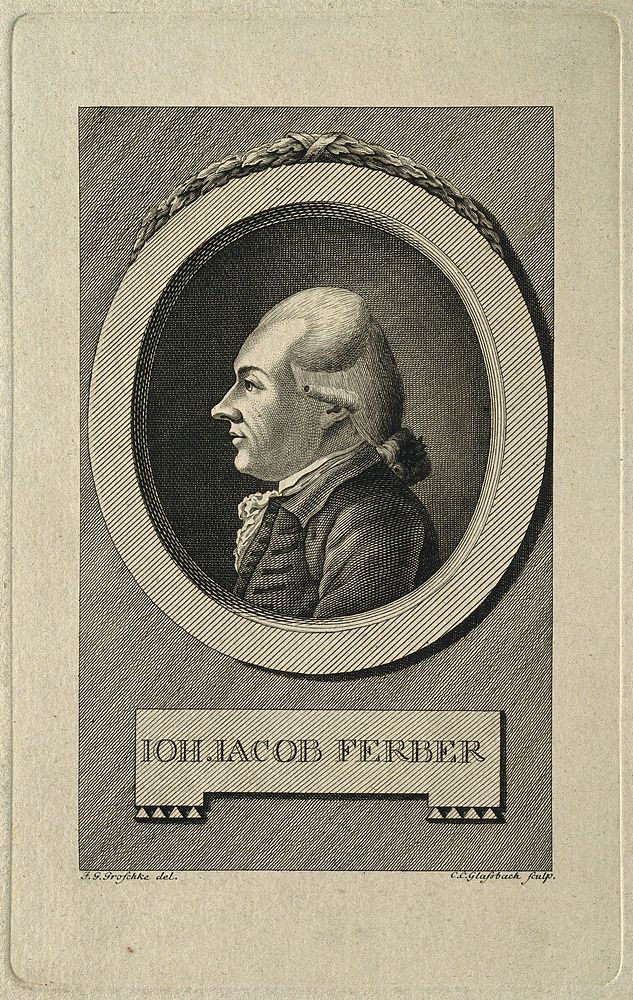 Johann Jacob Ferber. Line engraving by C. C. Glassbach after F. G. Groschke.