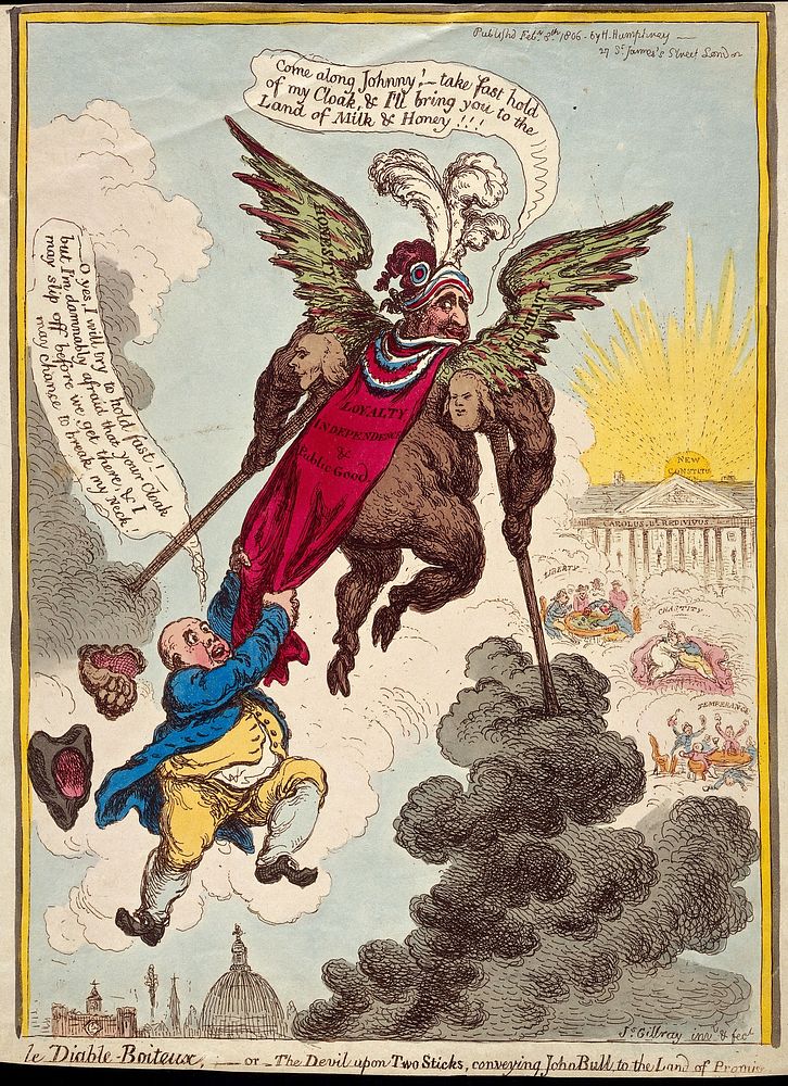 The "Ministry of all the Talents", personified by Charles James Fox, promising to convey John Bull towards the promised…