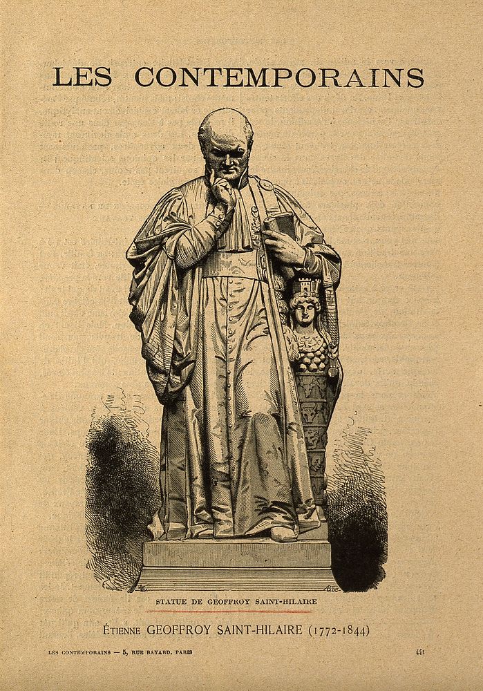 Etienne Geoffroy Saint-Hilaire. Wood engraving by A.B. after L.E.