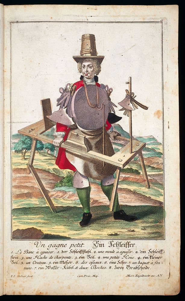 [50 coloured plates / engraved by Martin Engelbrecht, from 18th-cent. German works. These are caricatures of different types…