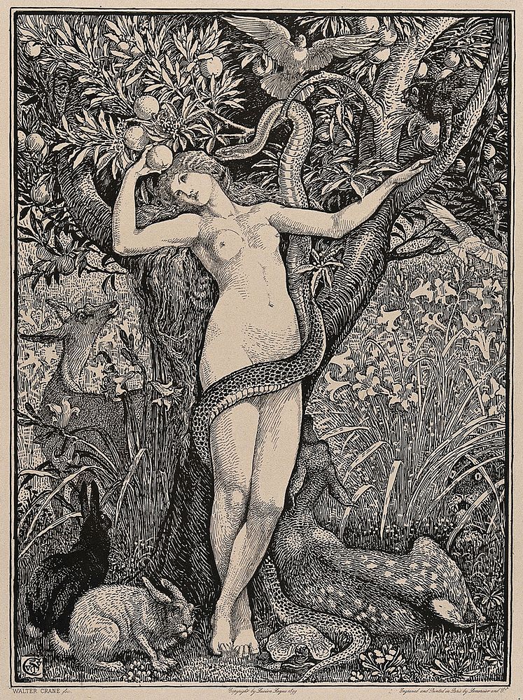 The serpent entwines itself around the body of Eve; it whispers in her ear, enticing her to eat the forbidden fruit.…