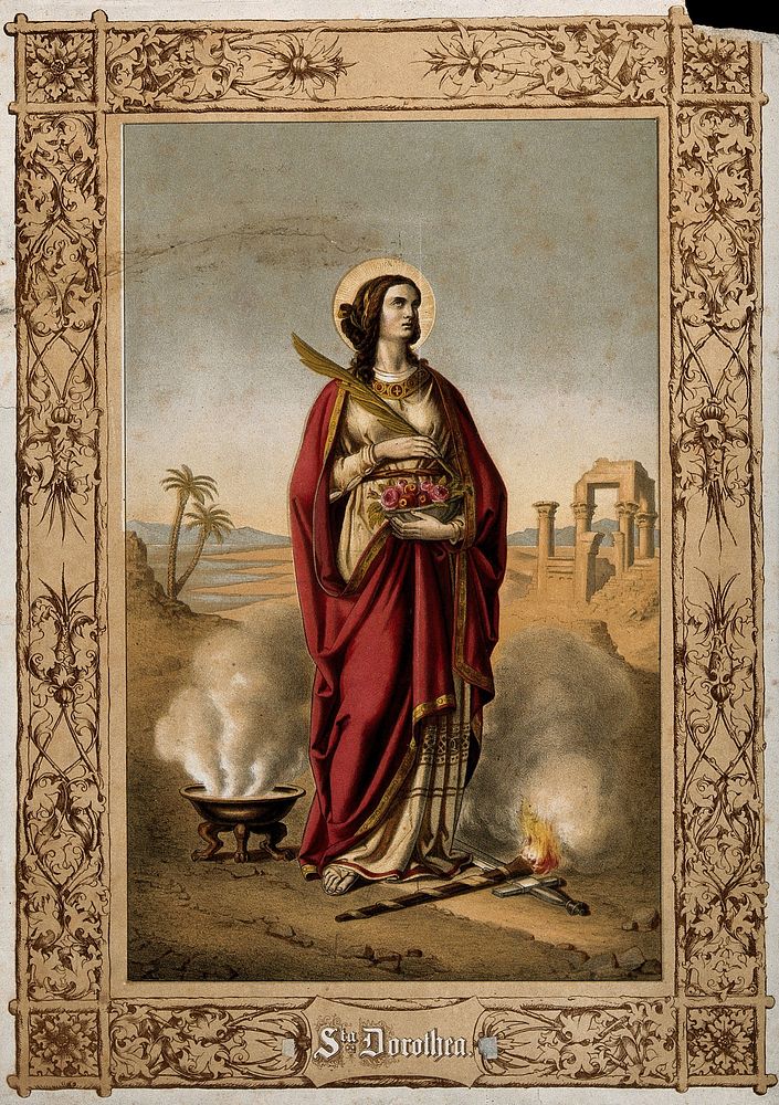 Saint Dorothy. Colour lithograph.