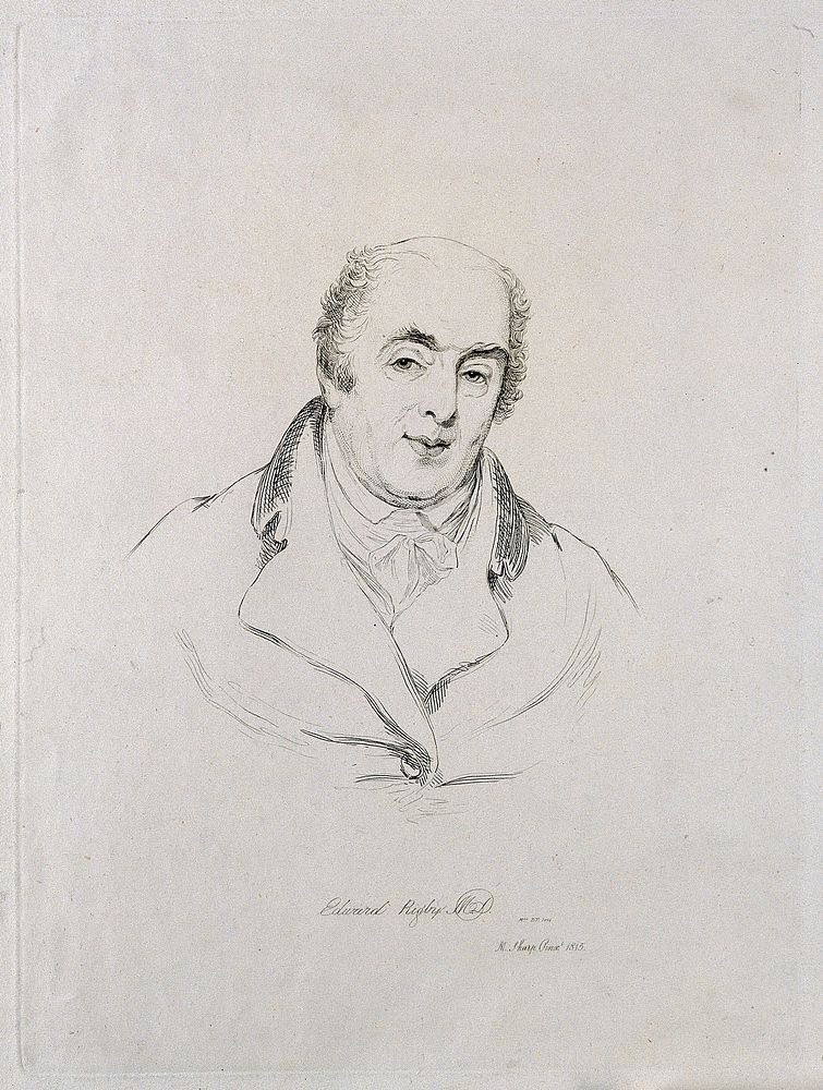 Edward Rigby. Etching by Mrs D. Turner, 1816, after M. Sharp, 1815.