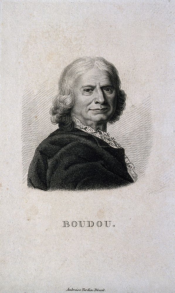 Pierre Boudou. Stipple engraving by A. Tardieu.