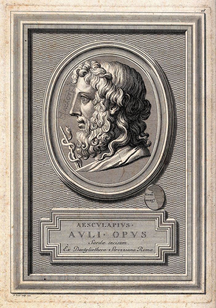 Aesculapius. Engraving by B. Picart, 1722.