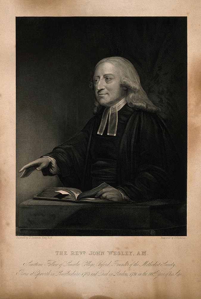 John Wesley. Stipple engraving by J. Cochran after J. Jackson.