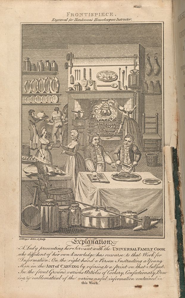 Frontispiece showing a domestic kitchen scene.
