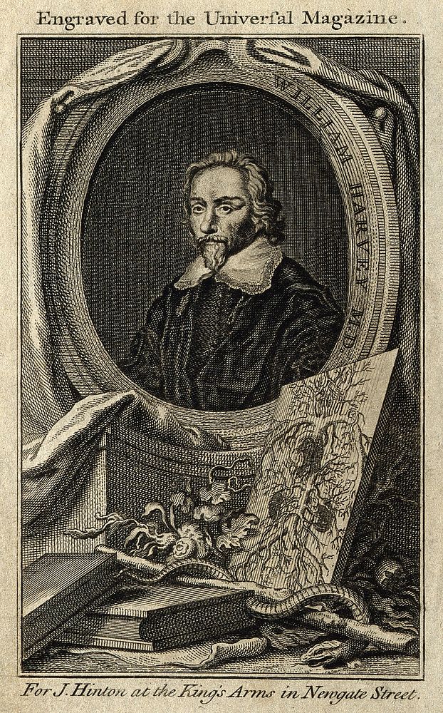 William Harvey. Line engraving after W. von Bemmel, 1657.
