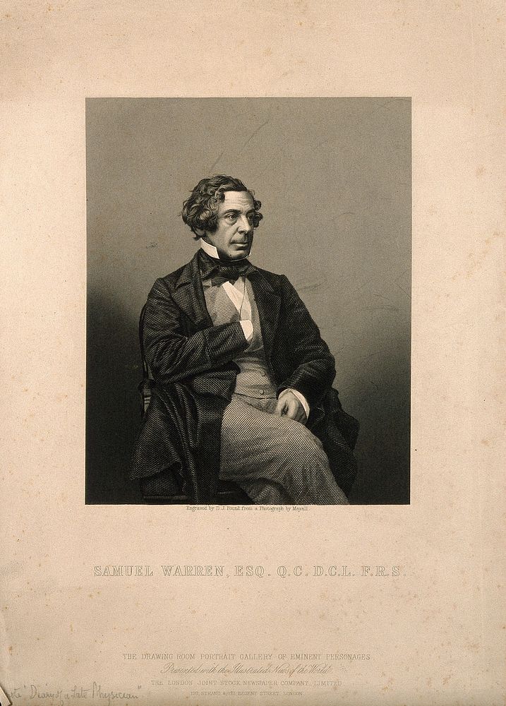 Samuel Warren. Engraving by D. J. Pound, 1860, after J. Mayall.