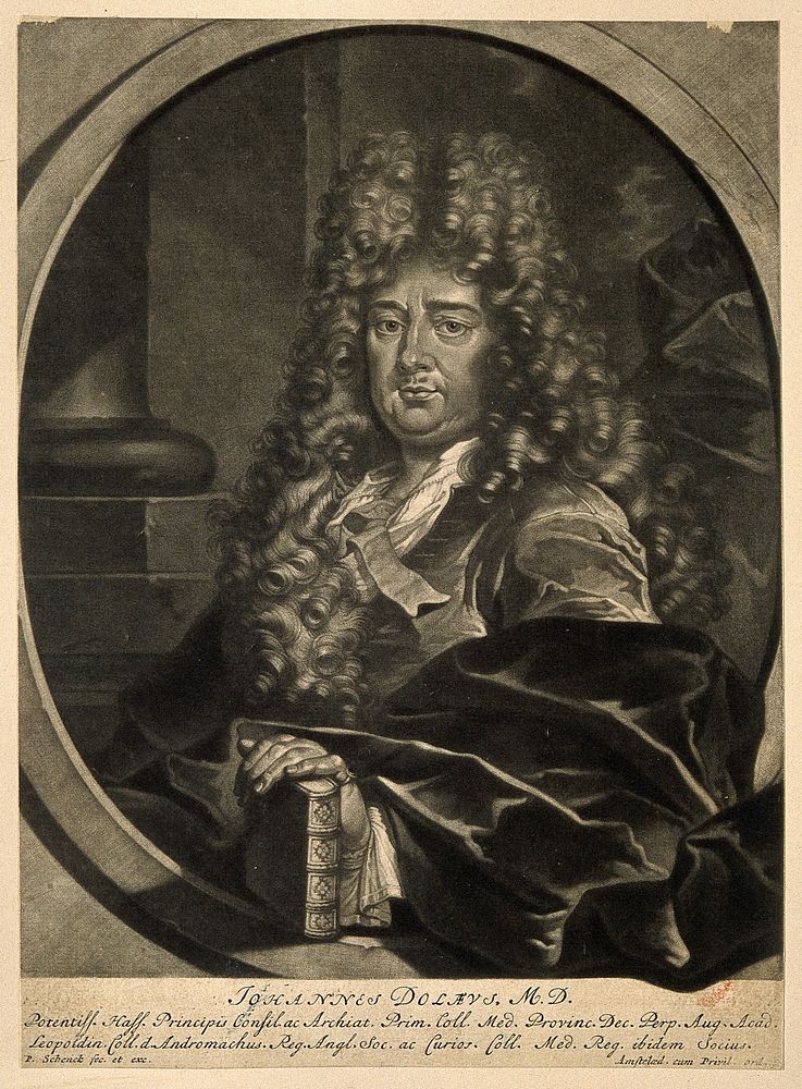 Johannes Dolaeus. Mezzotint by P. Schenck after himself.