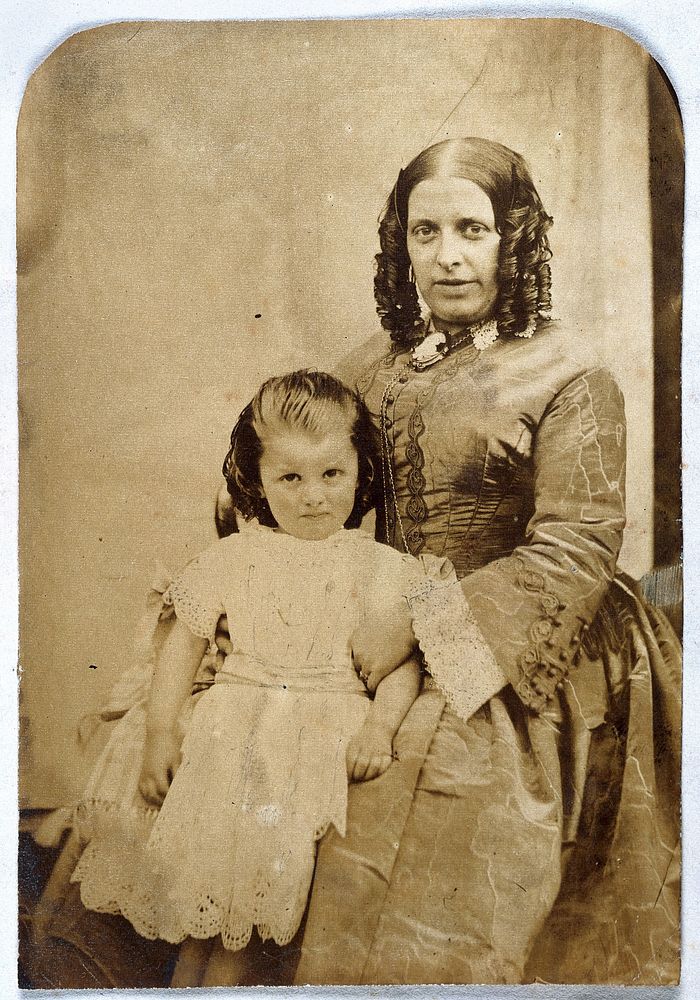 Mrs George Critchett, wife of George Critchett FRCSE, with her daughter . Photograph.