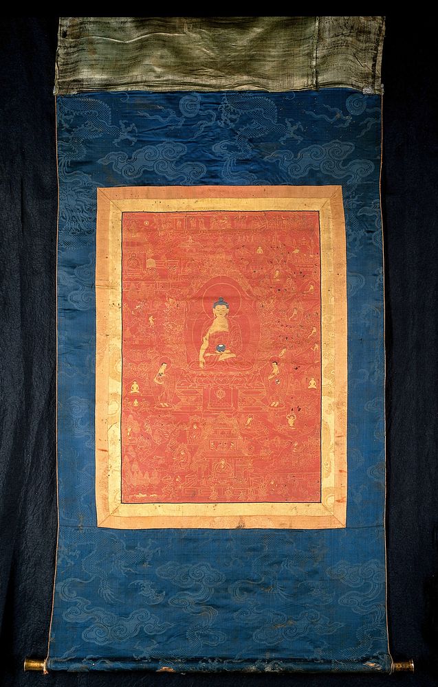 The life of the Buddha Śākyamuni. Distemper painting by a Tibetan painter.