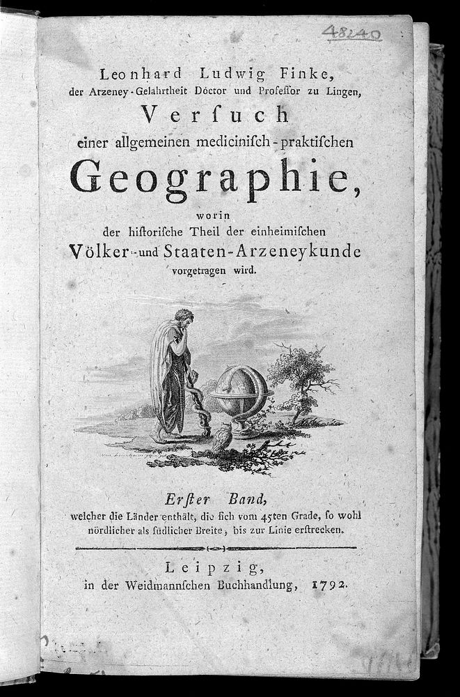 Title page of Finke's Versuch Einer Allgemeinen... Geographi