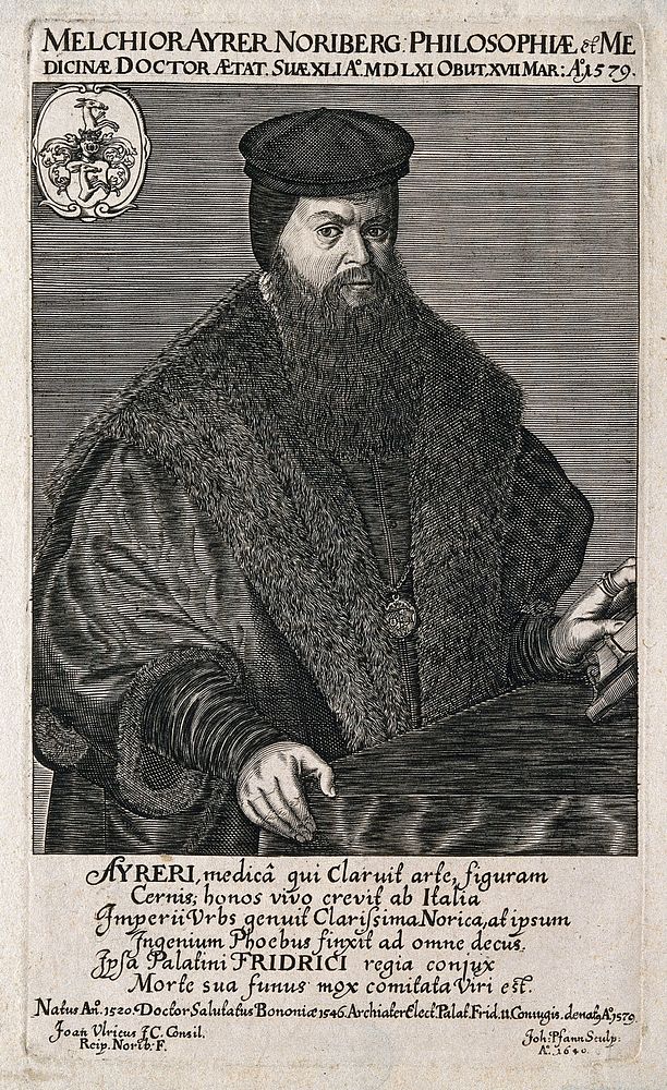 Melchior Ayrer. Line engraving by J. Pfann, 1640.