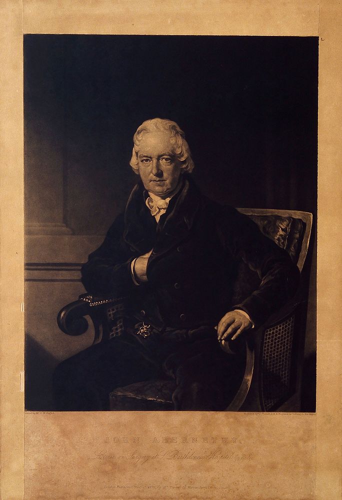 John Abernethy. Mezzotint by C. Turner, 1828, after C.W. Pegler, 1828.